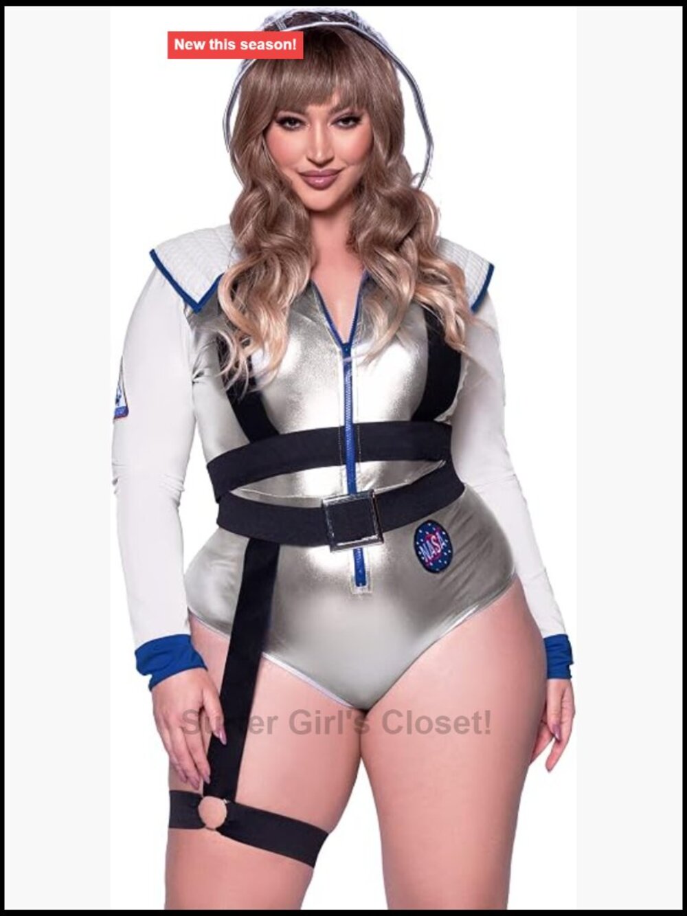 Galaxy Girl Astronaut Costume 3 Pc Bodysuit Belt Hood Lightweight Zipper Front